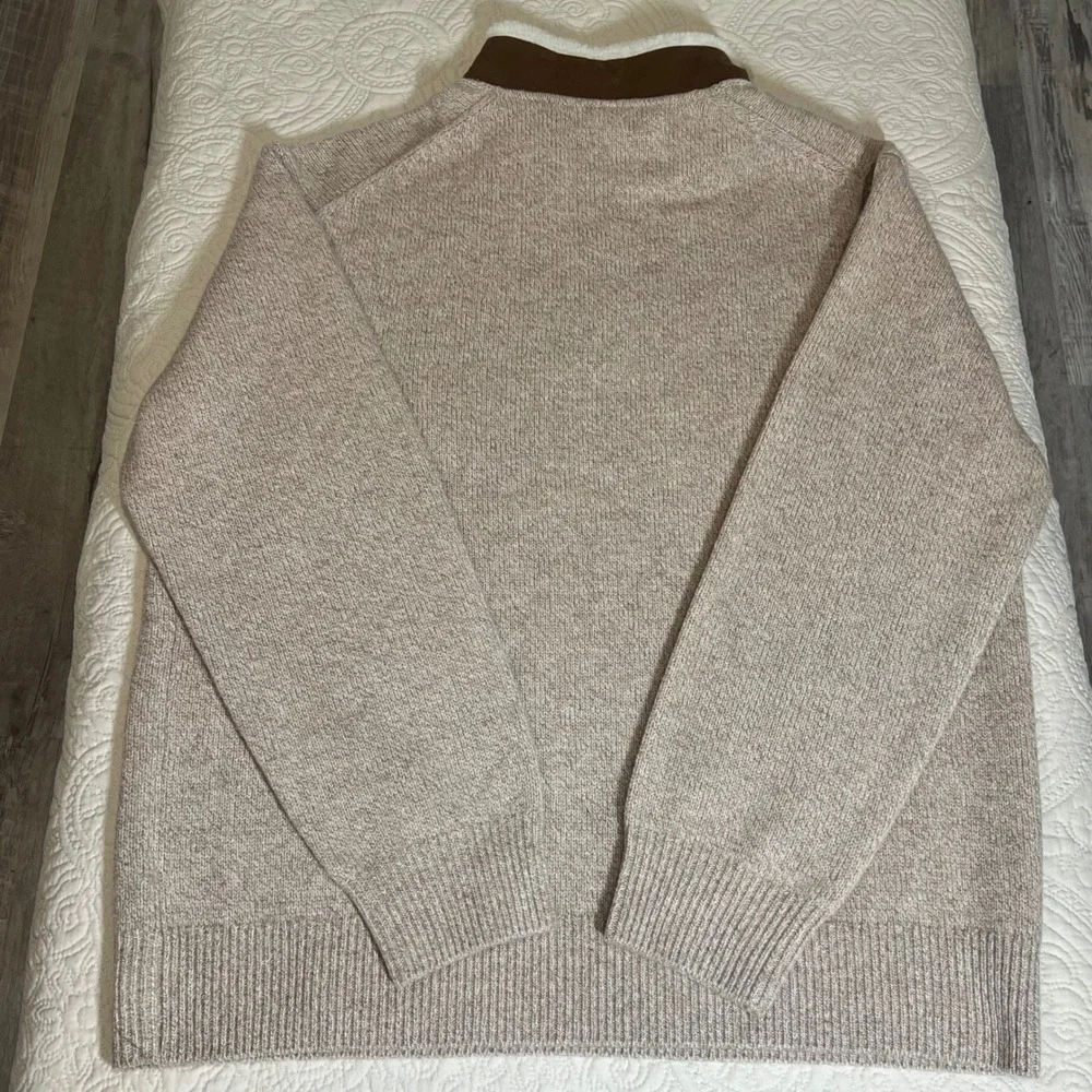 ORVIS Stowe Lambswool Quarter Zip Pullover Sweater Sherpa Collar Beige‎ Mens XXL